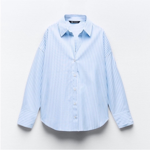 Zara Tops - Zara cotton blend striped button down oxford shirt